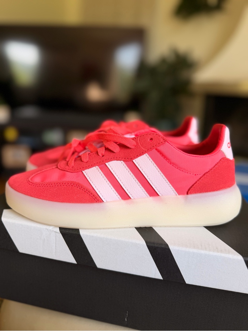 NIB adidas Barreda Red and Pale Pink Sneakers
